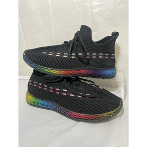 Wanted Streak Rainbow Embroidered Sneakers Black Size 8.5